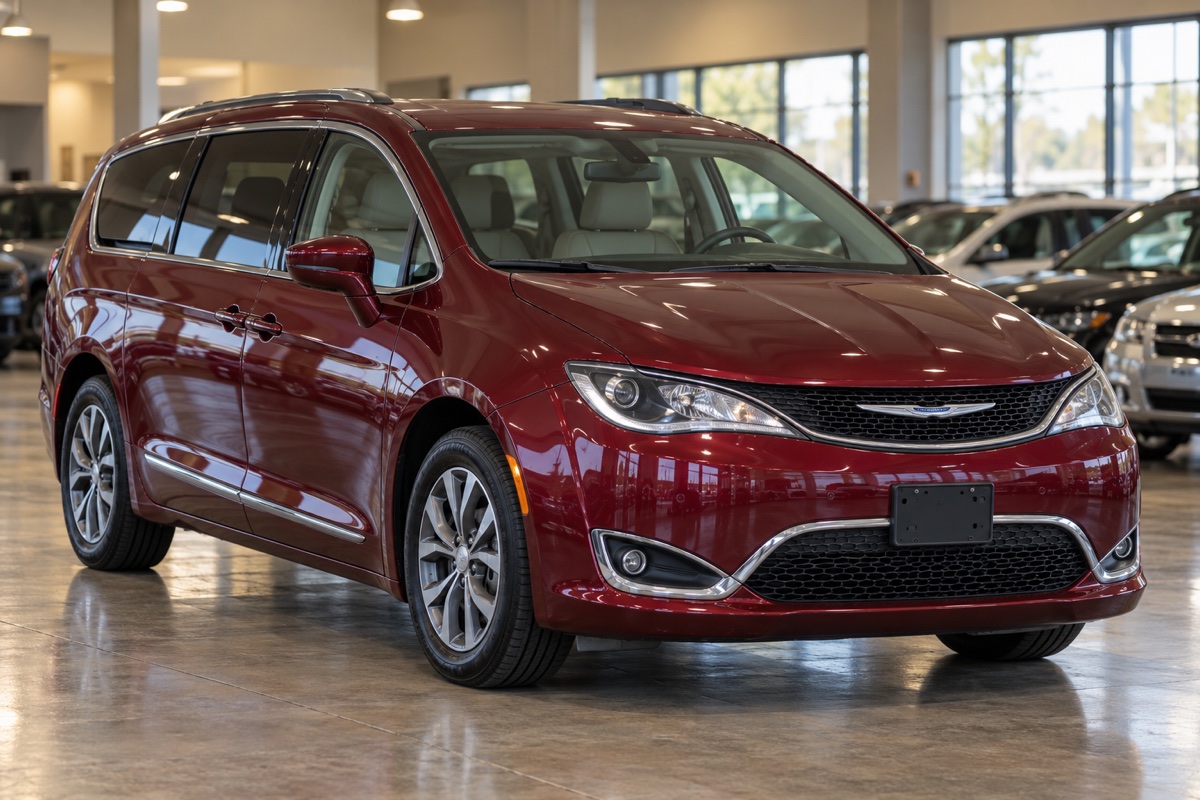 AI-generated representative showroom image of a 2020 Chrysler Pacifica Touring L