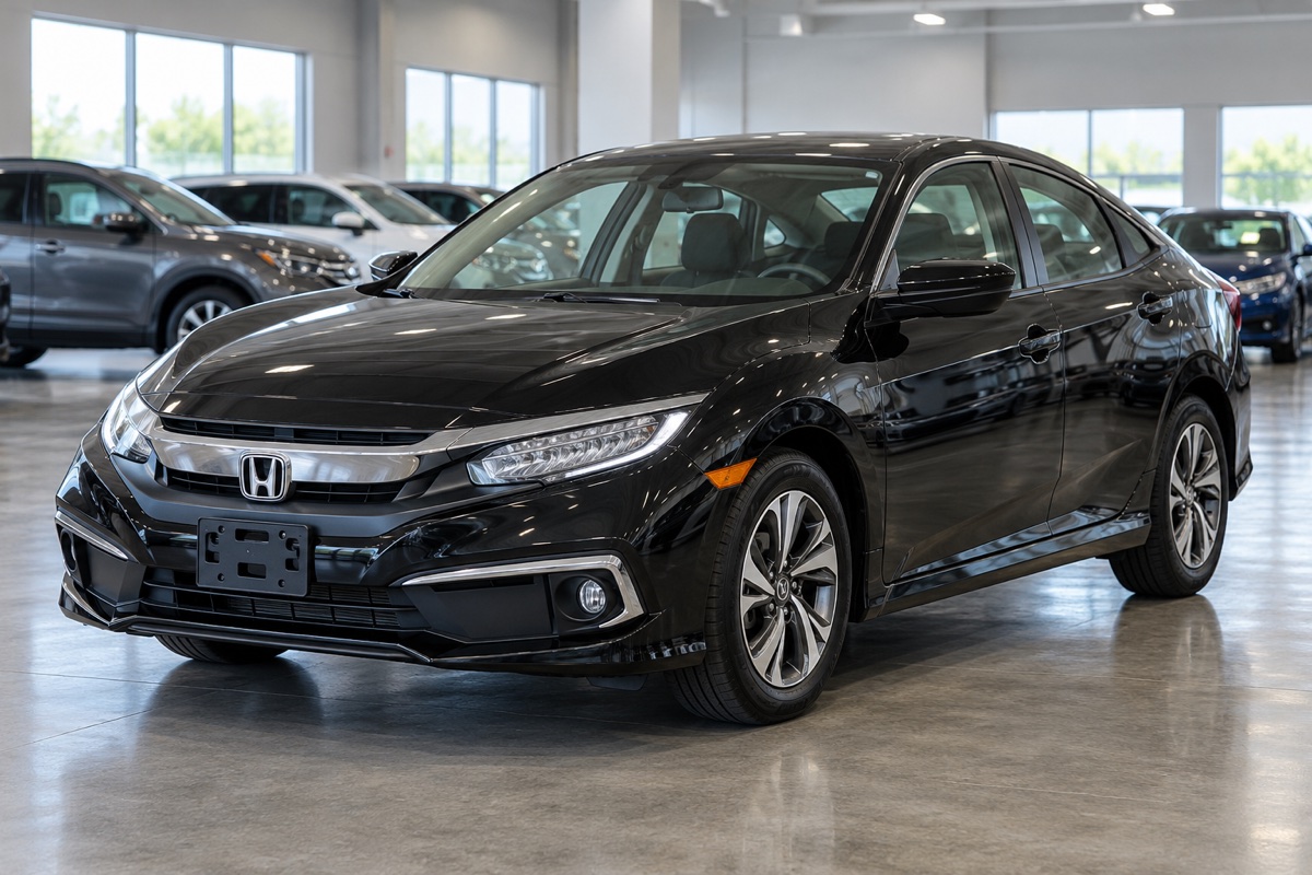 AI-generated representative showroom image of a 2020 Honda Civic EX Sedan