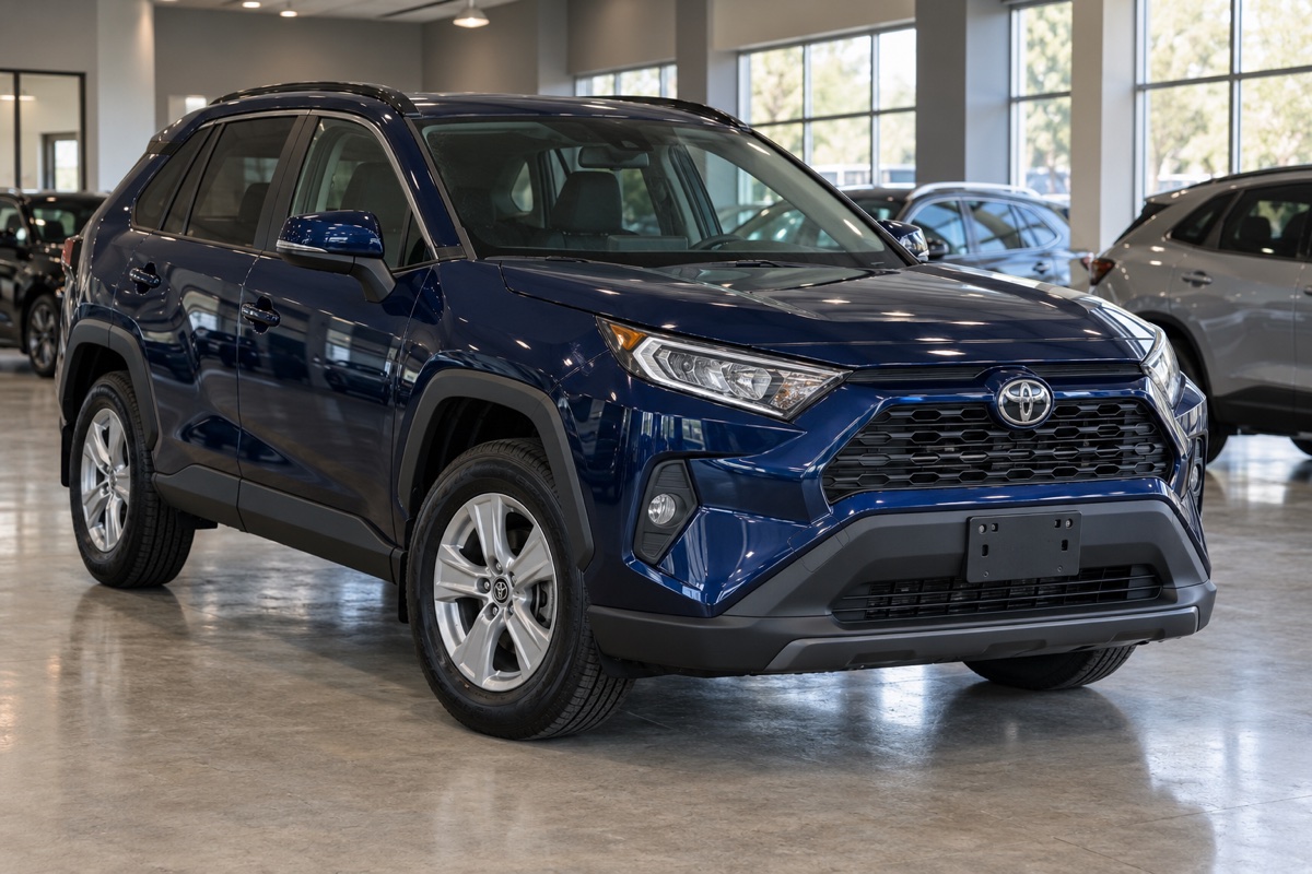 AI-generated representative showroom image of a 2022 Toyota RAV4 XLE AWD